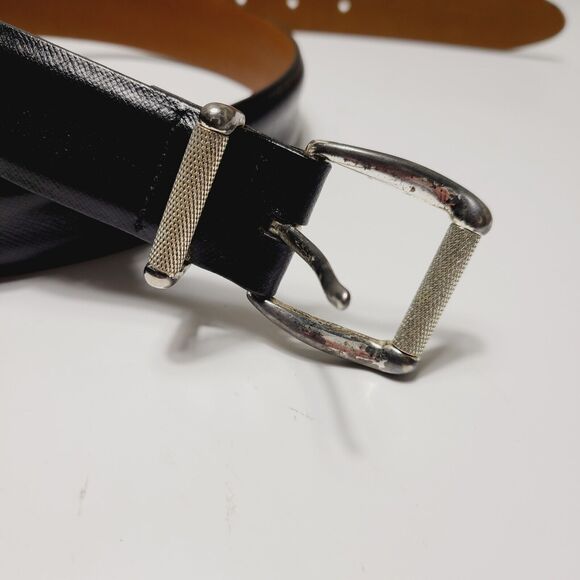 Cole Haan Belt Black Brown Men's Size 36/90 Genuine Leather Brass Buckle 1-1/4" - Picture 2 of 10